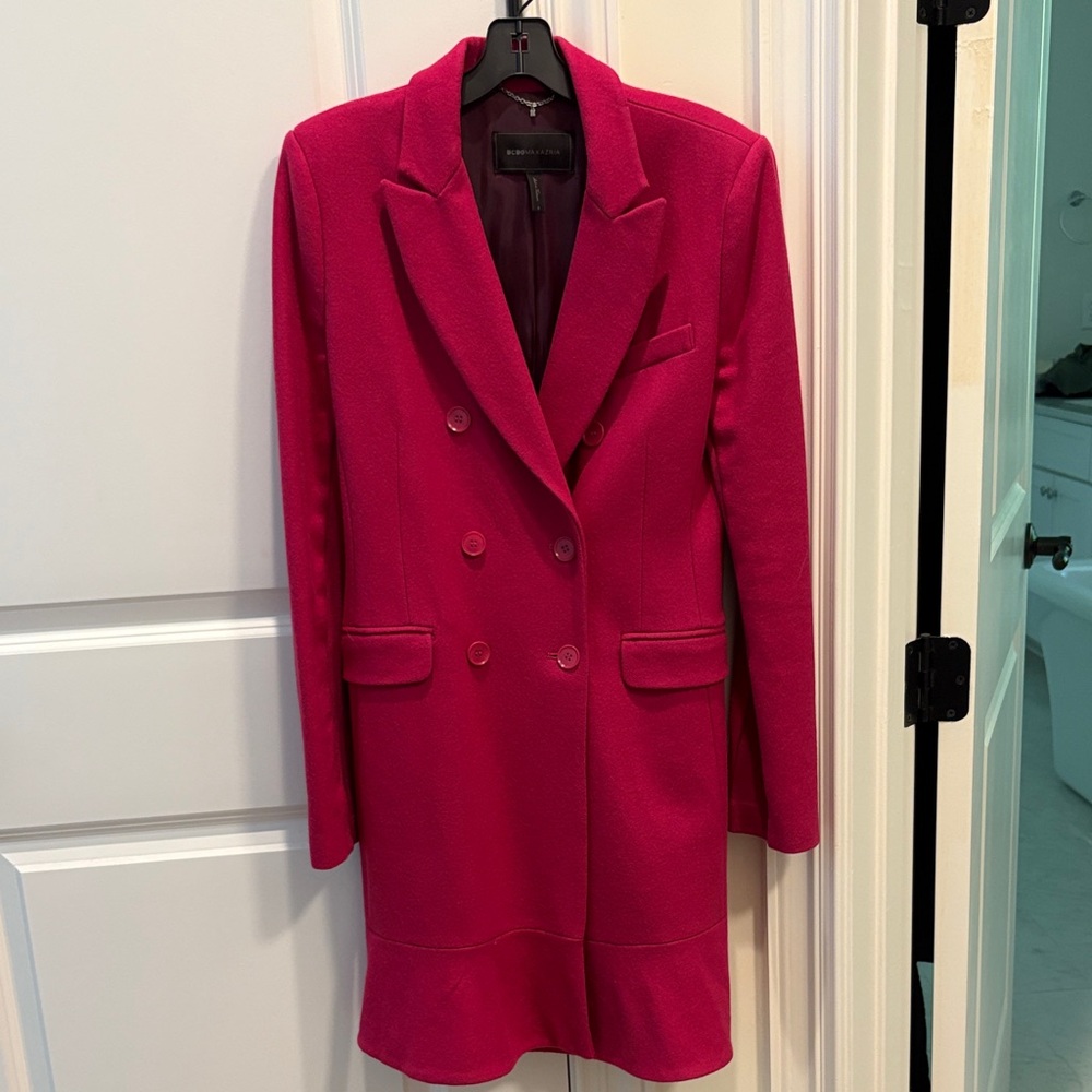 BCBGMaxAzria Vibrant Pink Long Blazer